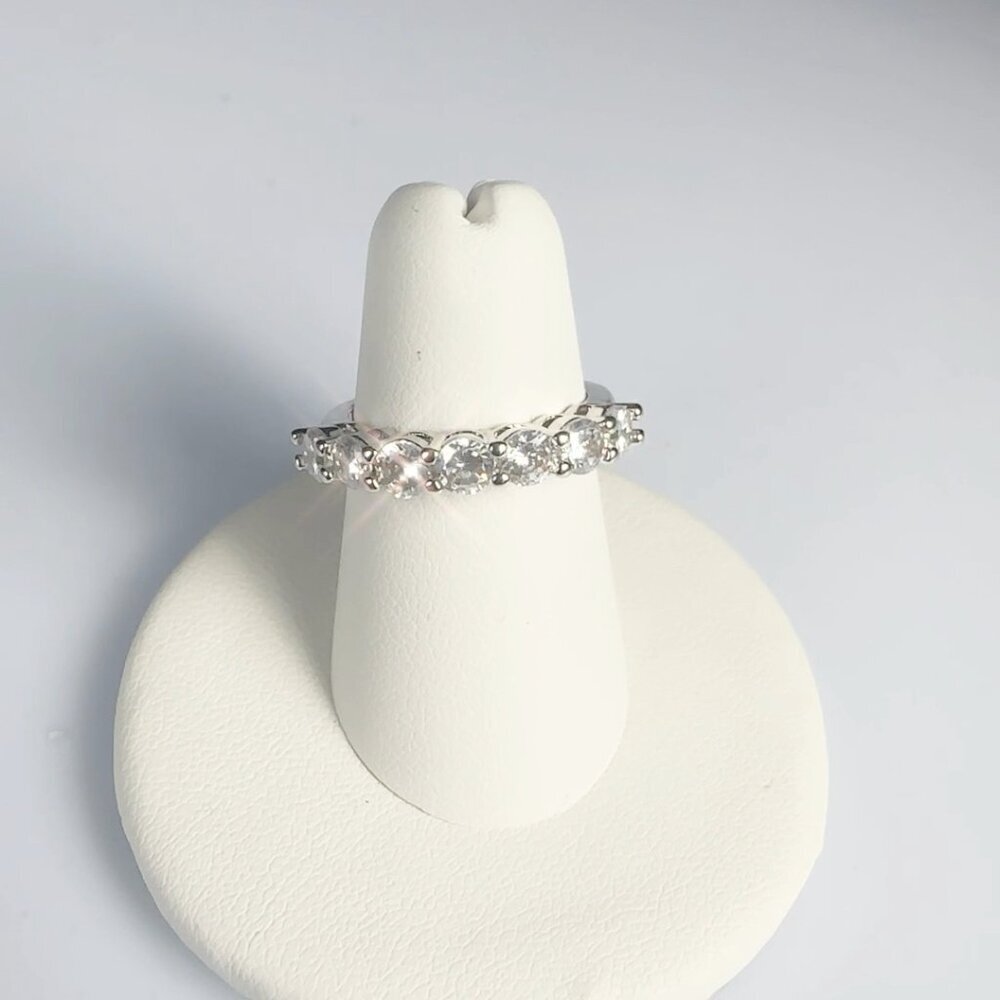 Cubic Zirconia Silver Tone Band Ring Size 10 - Picture 6 of 17